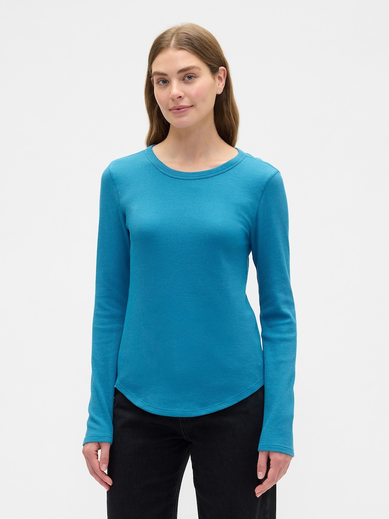 Waffle-Knit Crewneck T-Shirt