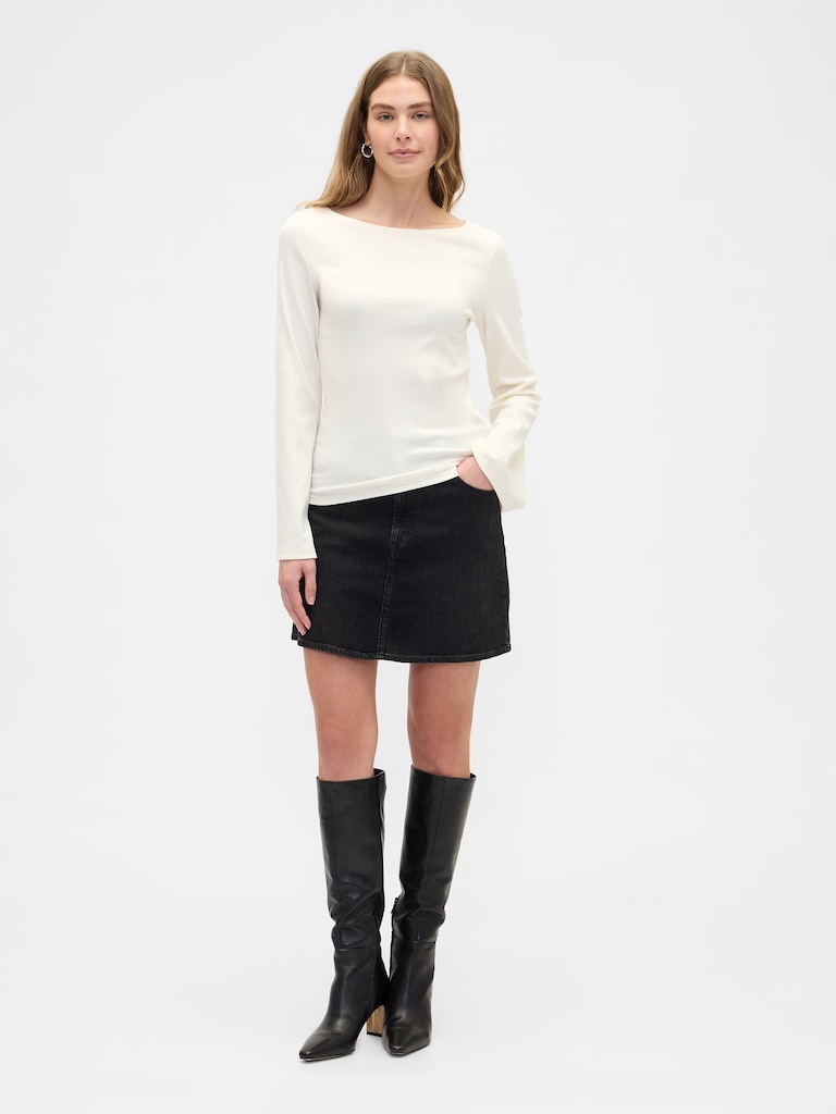 Bell Sleeve Boatneck T-Shirt