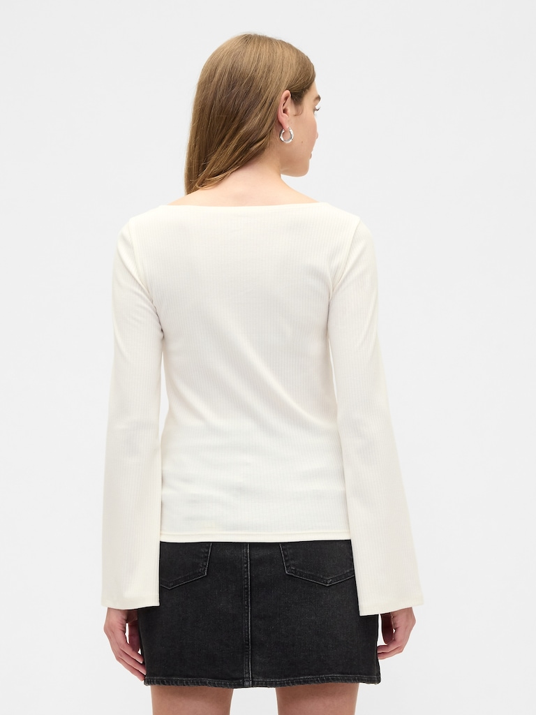 Bell Sleeve Boatneck T-Shirt