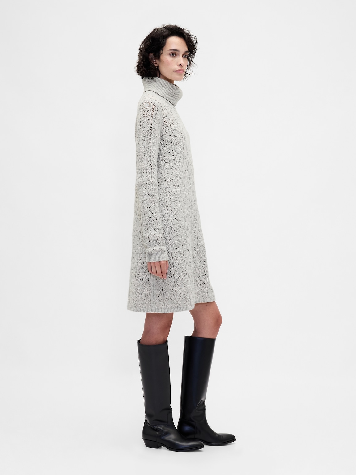 CashSoft Pointelle Turtleneck Sweater Dress