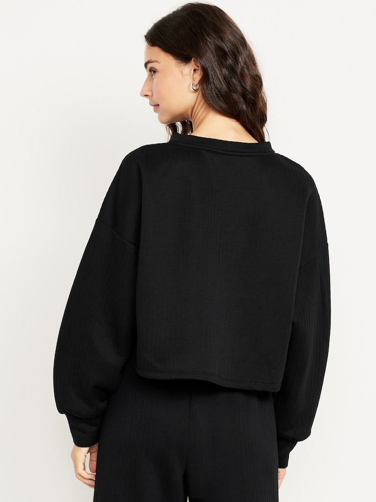 Bounce Fleece Quilted Crew-Neck Top