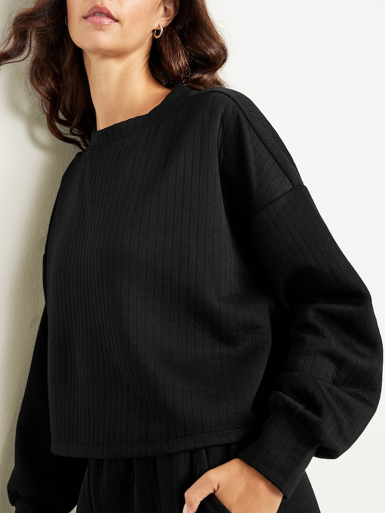 Bounce Fleece Quilted Crew-Neck Top