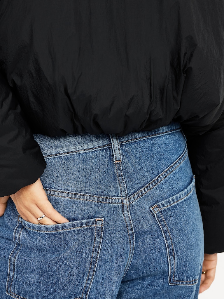 Water-Resistant Bubble-Hem Hooded Puffer Jacket