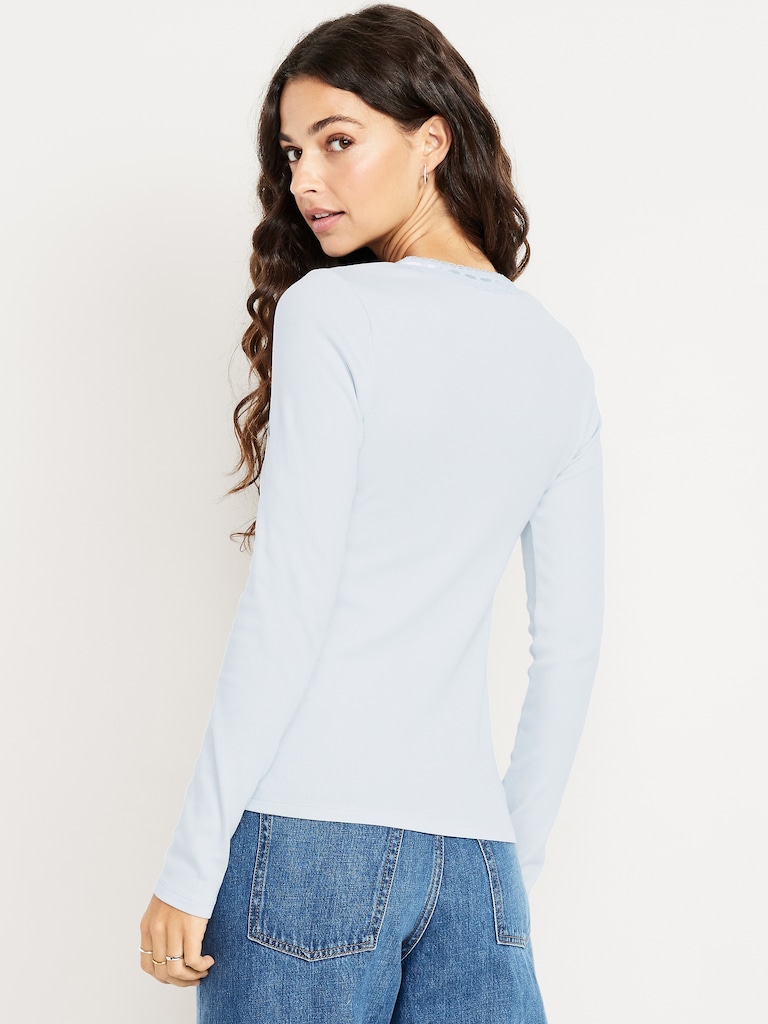 Scoop-Neck Long-Sleeve Ribbed Top