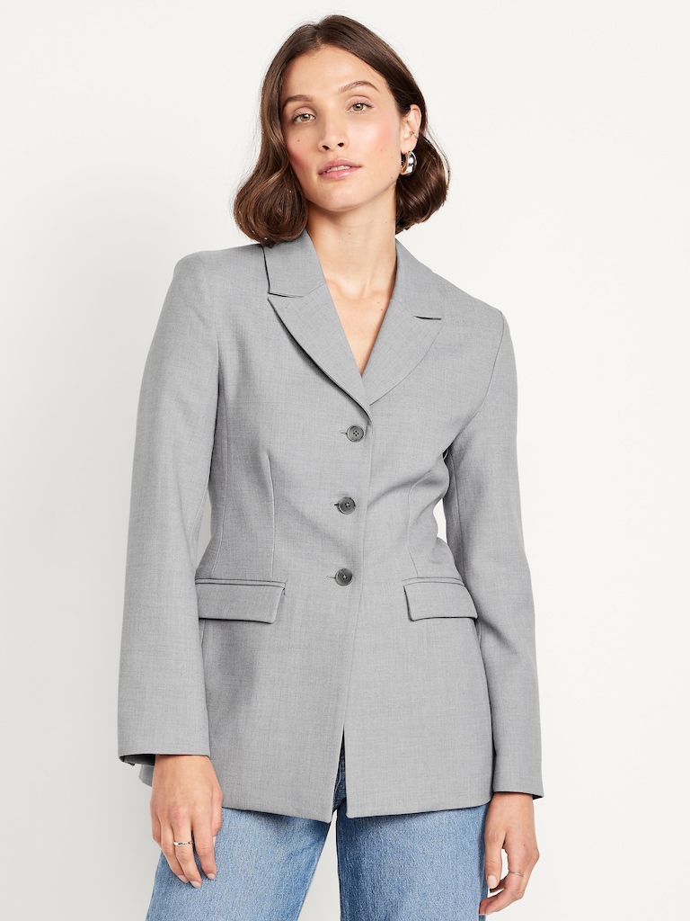Fitted Button-Front Blazer