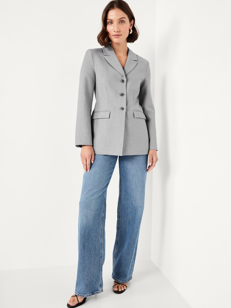 Fitted Button-Front Blazer