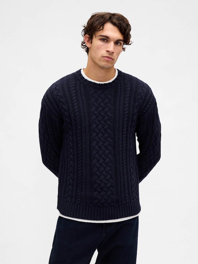 Relaxed Cable-Knit Sweater