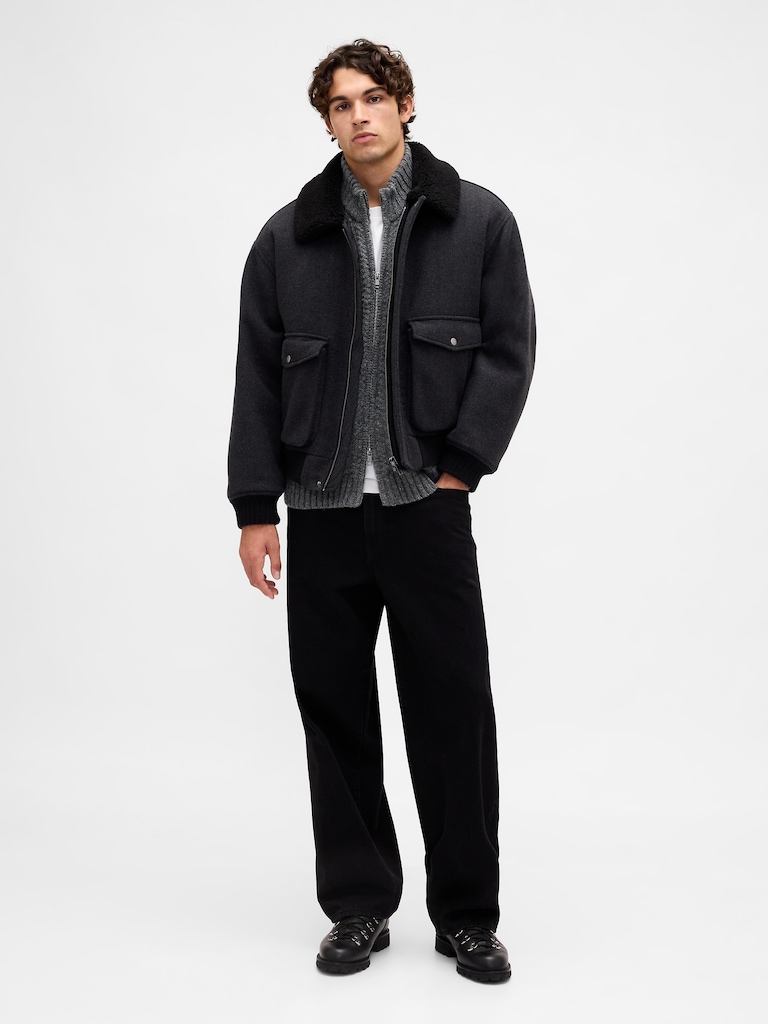 Wool-Blend Cable-Knit Zip Cardigan Sweater