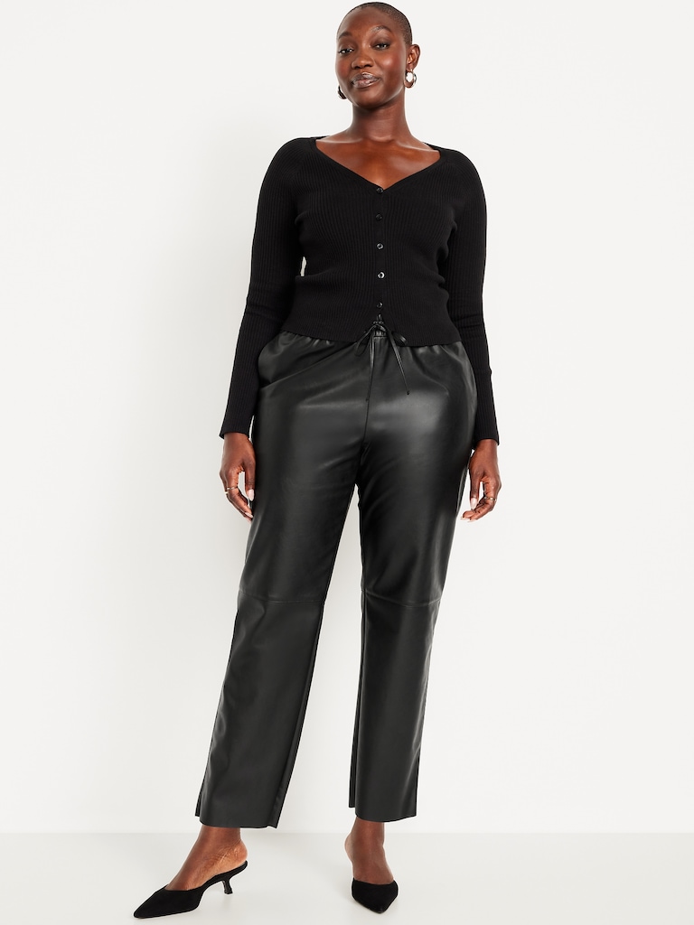 High-Waisted Billie Faux-Leather Ankle Trouser