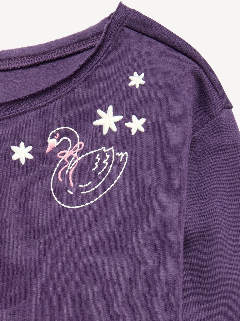 Boat-Neck Graphic Sweatshirt for Girls