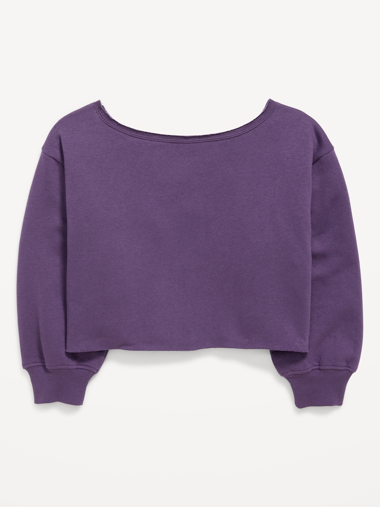 Boat-Neck Graphic Sweatshirt for Girls