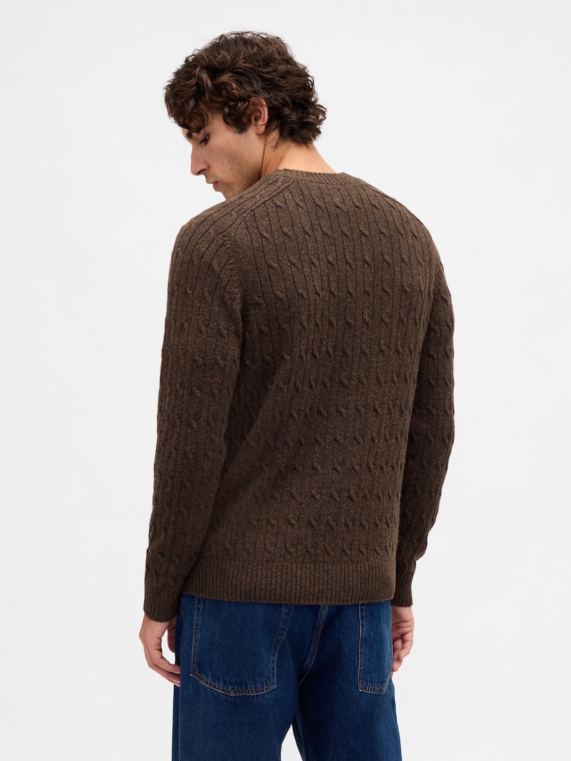 Merino Wool-Blend Cable-Knit Sweater
