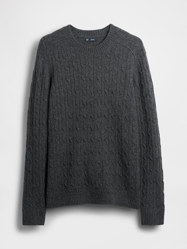 Merino Wool-Blend Cable-Knit Sweater