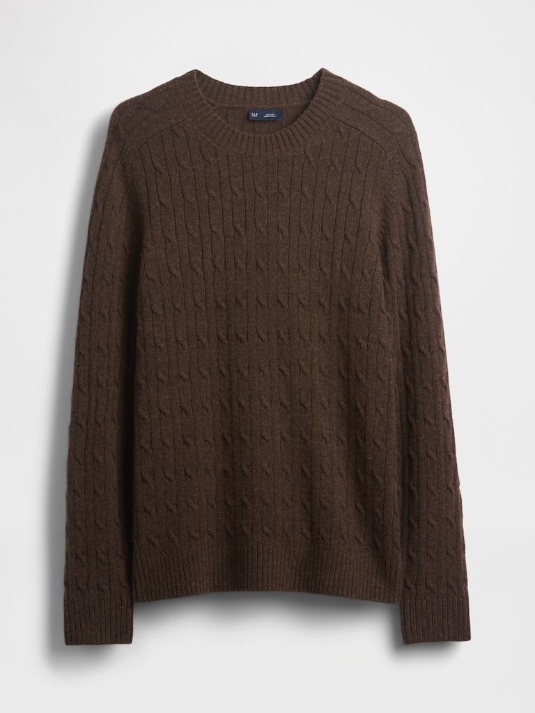 Merino Wool-Blend Cable-Knit Sweater