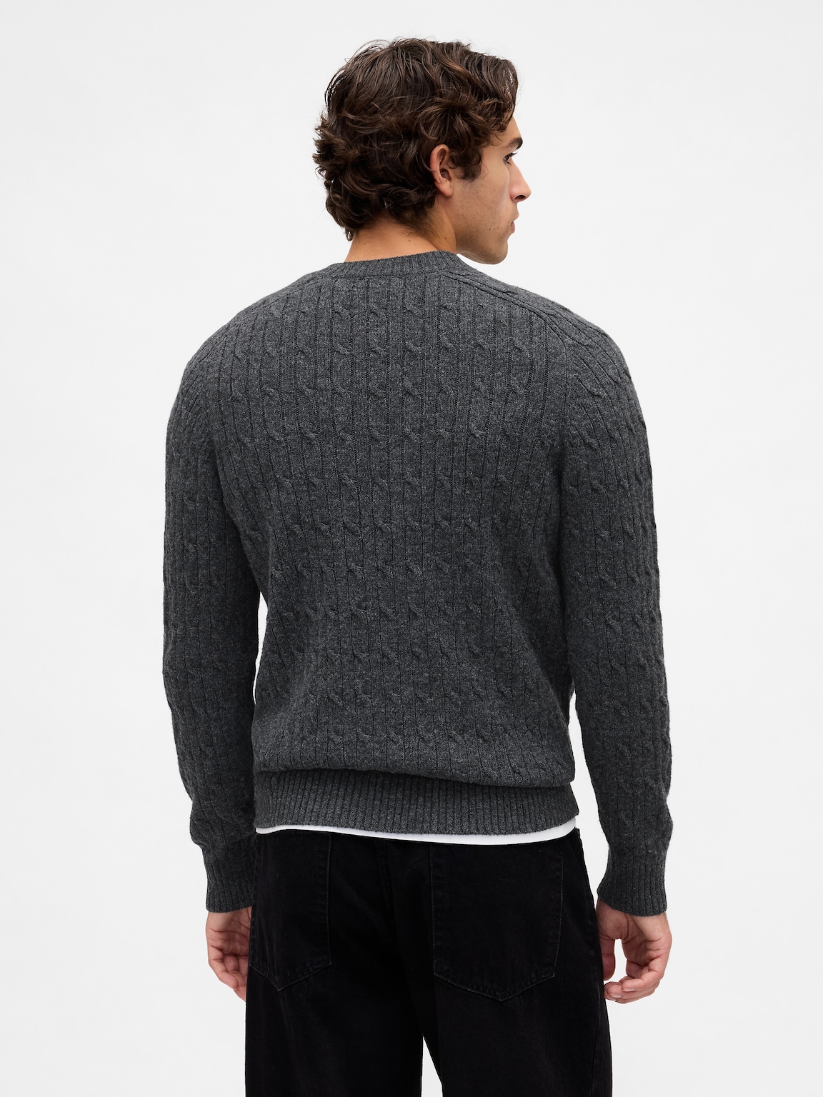 Merino Wool-Blend Cable-Knit Sweater