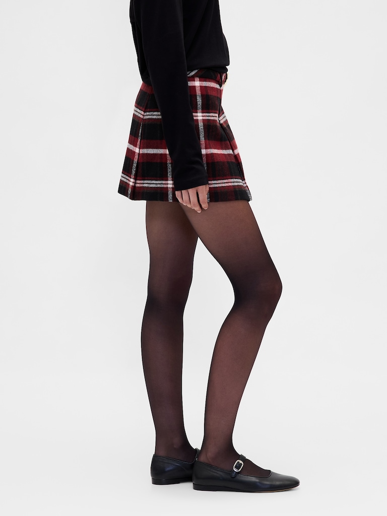 Wool-Blend Pleated Mini Skort