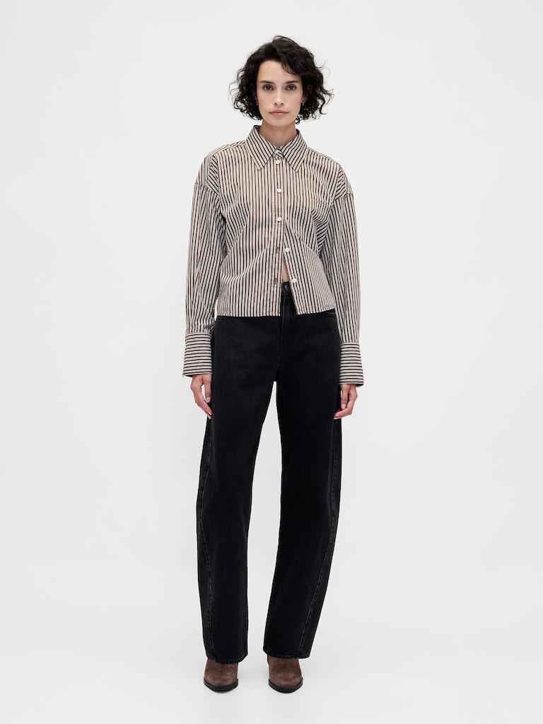 Organic Cotton Straight-Hem Crop Shirt