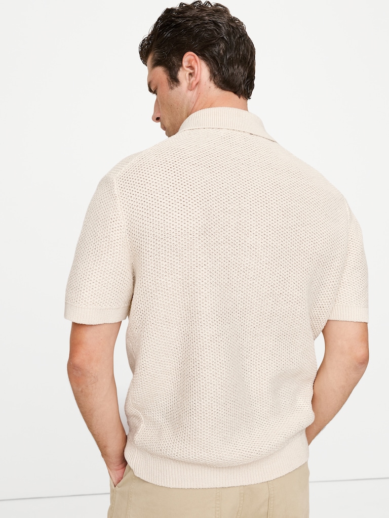 Cotton Honeycomb Sweater Polo