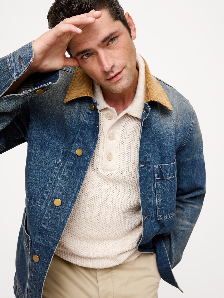 Cotton Honeycomb Sweater Polo