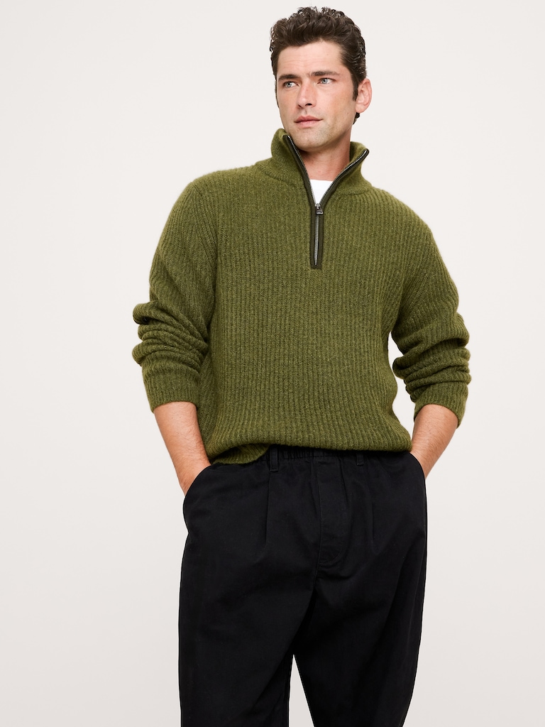Alpaca-Wool Blend Quarter-Zip Sweater