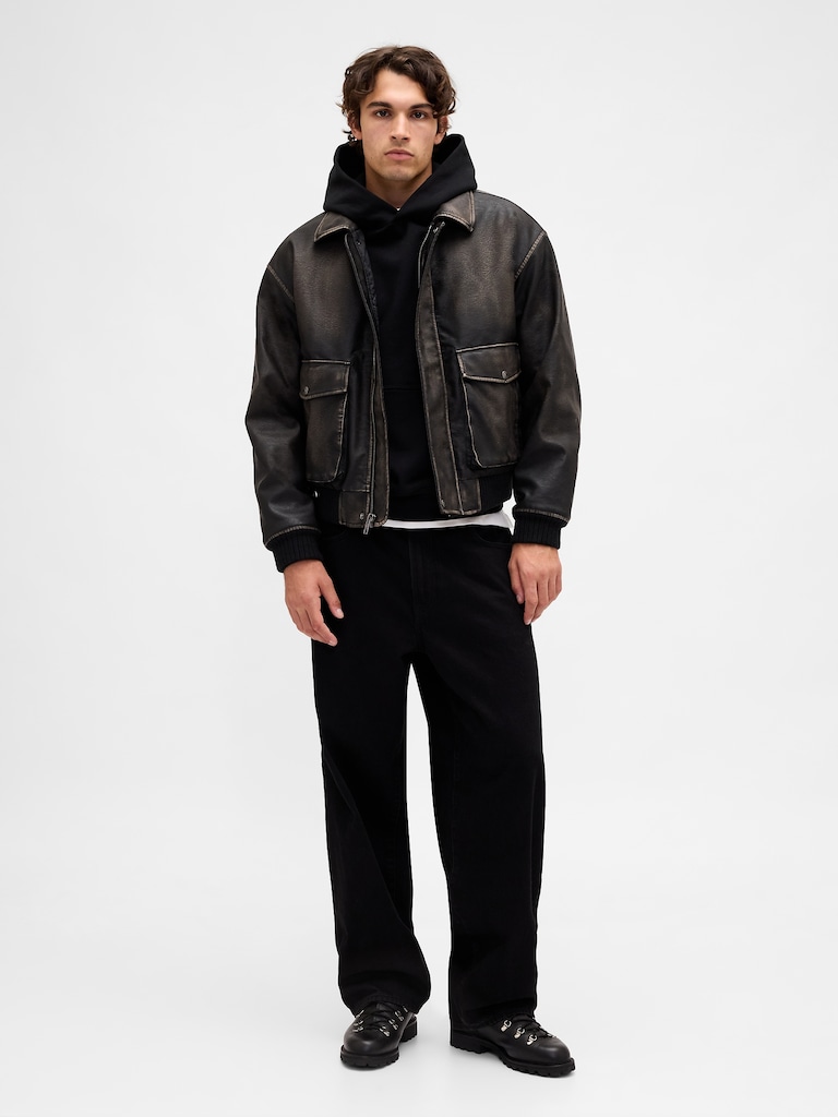 Recycled Vegan Leather Bomber Jacket