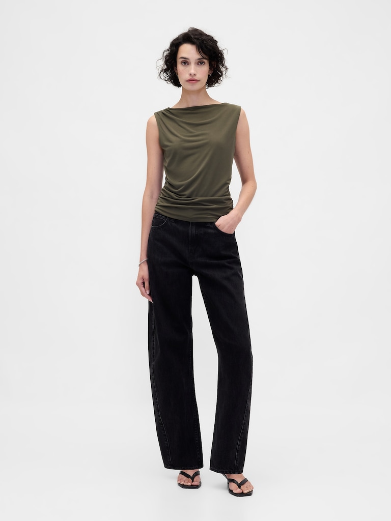 Ruched Boatneck Top