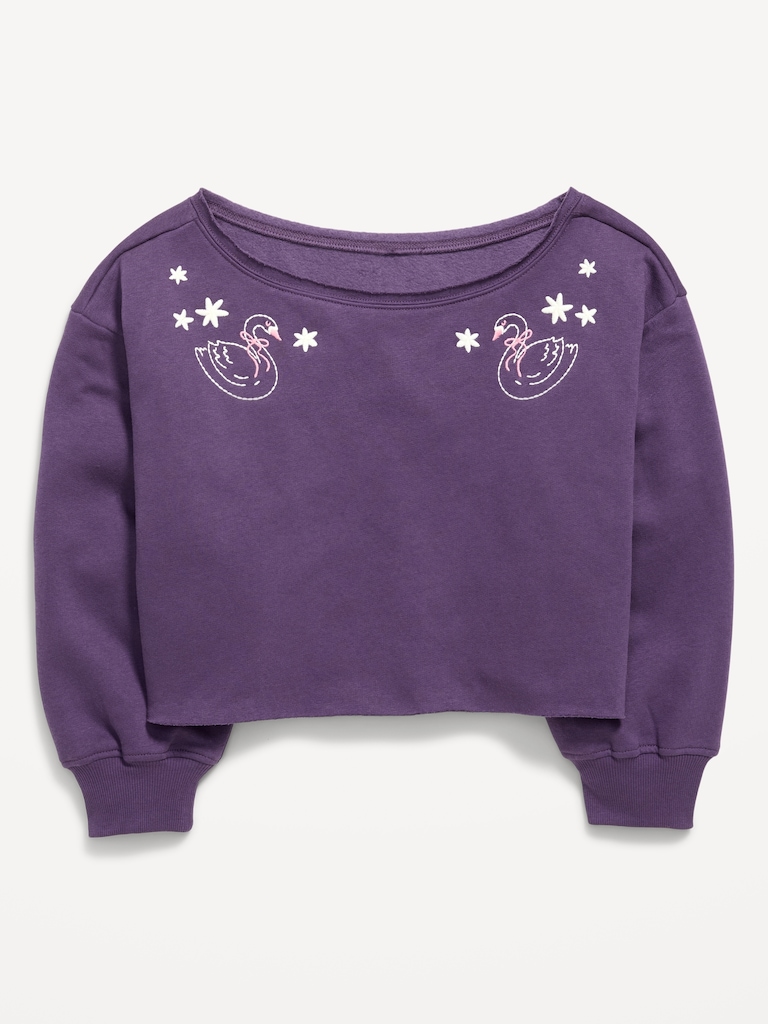 Boat-Neck Graphic Sweatshirt for Girls