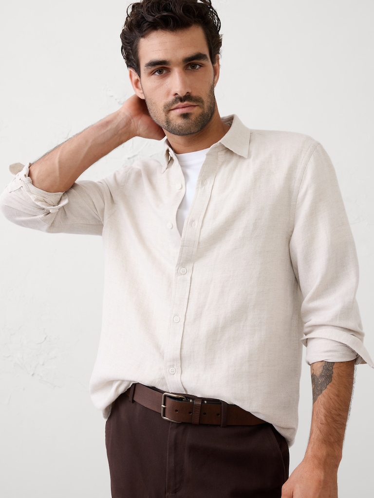 Slim-Fit Linen-Blend Shirt