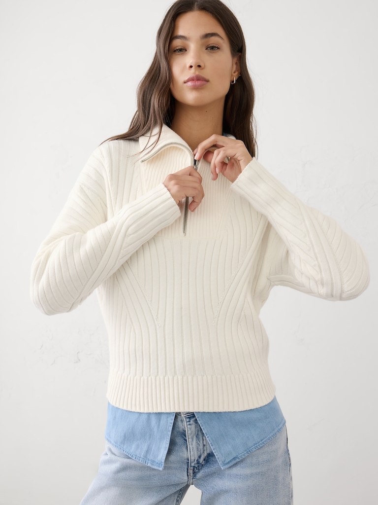 Ribbed Quarter-Zip Sweater