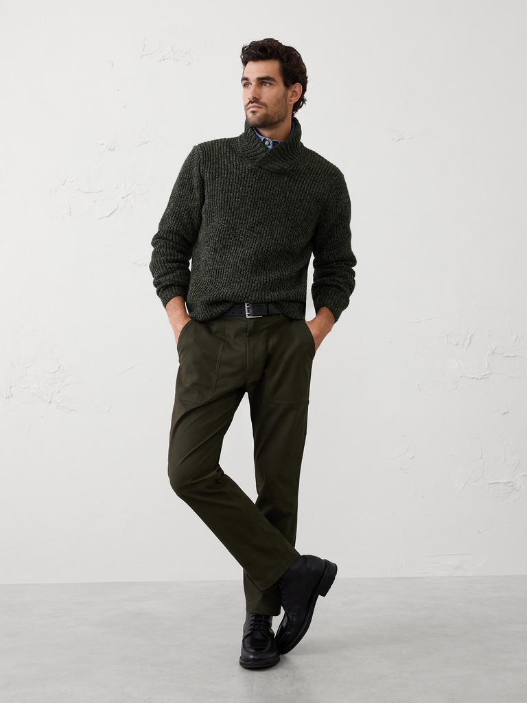 Marled Wrap-Neck Sweater