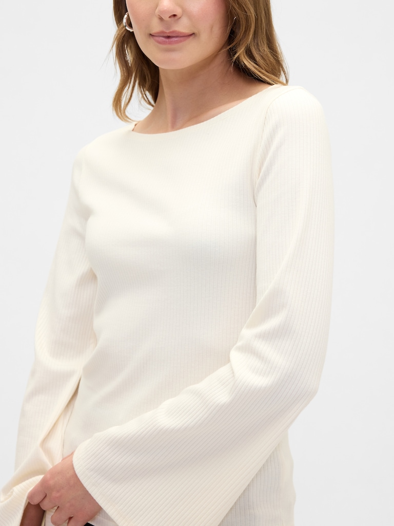 Bell Sleeve Boatneck T-Shirt