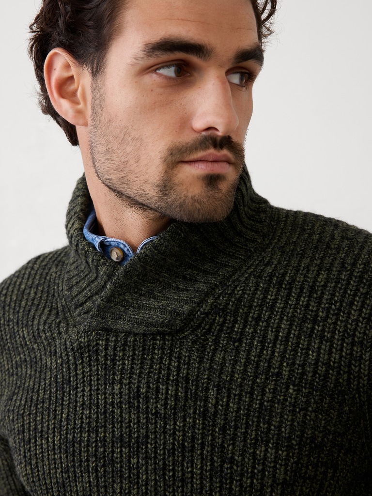 Marled Wrap-Neck Sweater