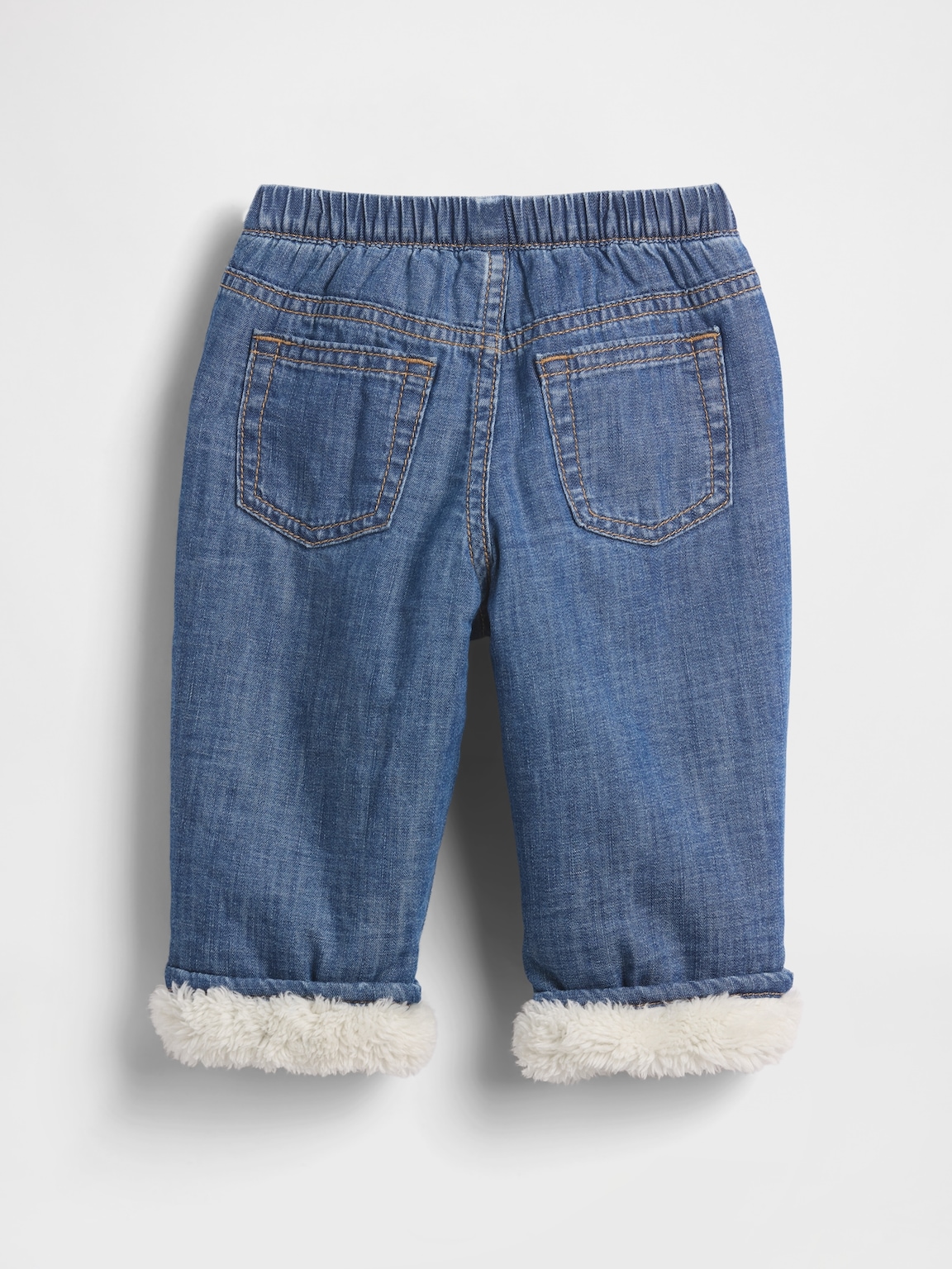 Baby Sherpa-Lined Pull-On Barrel Jeans