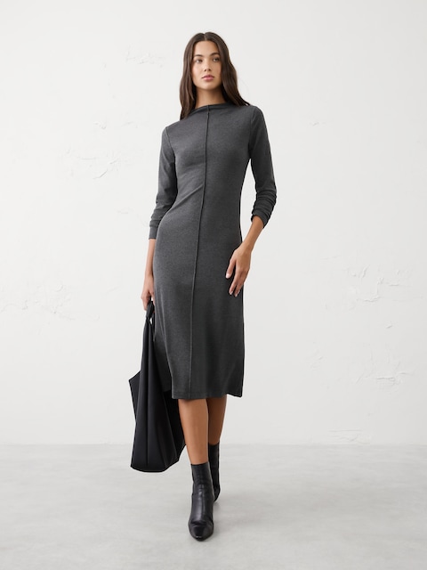 fitted lace wedding dress Cable knit dress charcoal – TOTEME main image 0