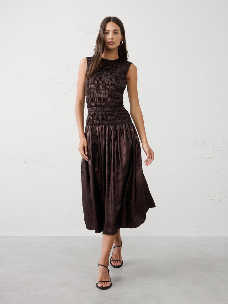 Metallic Maxi Fit-and-Flare Dress