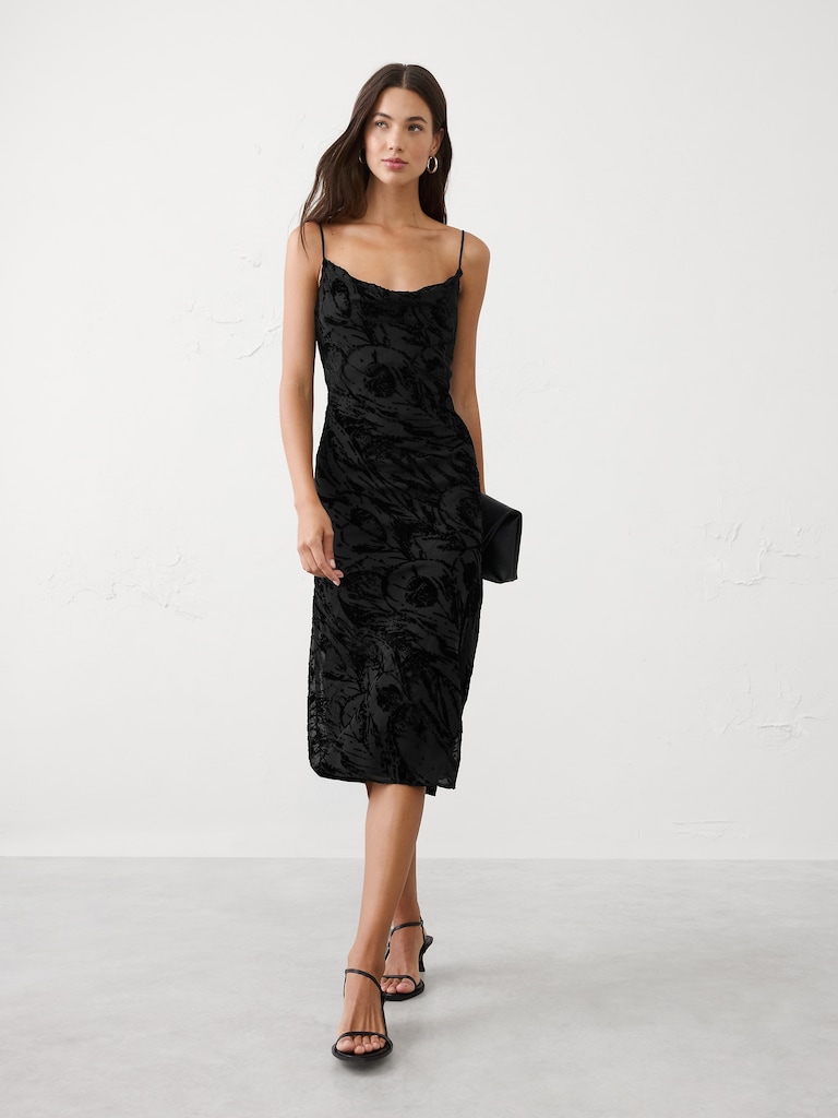 Velvet Burnout Midi Sheath Dress