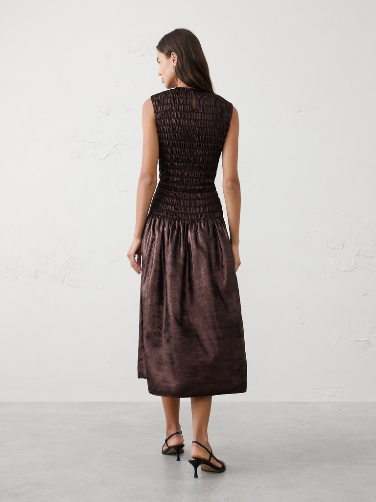 Metallic Maxi Fit-and-Flare Dress