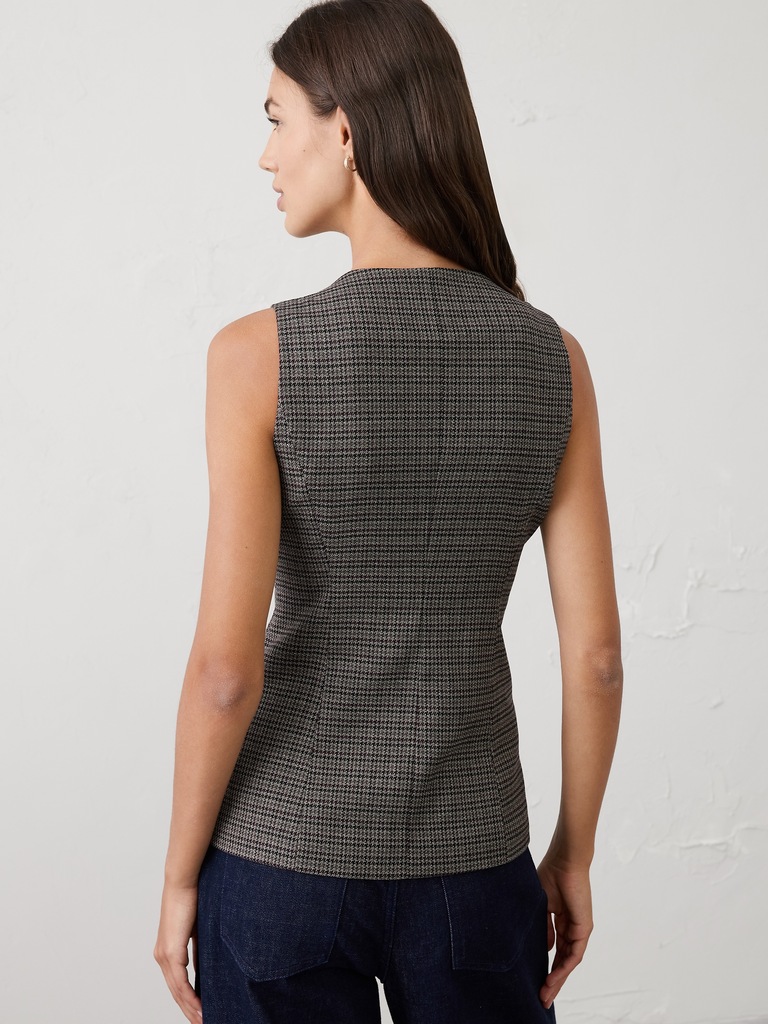 Houndstooth Long Vest