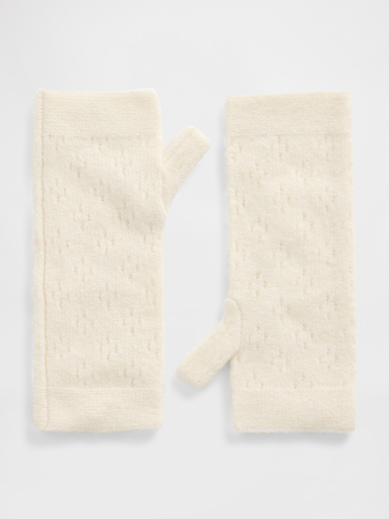 Pointelle Fingerless Mittens