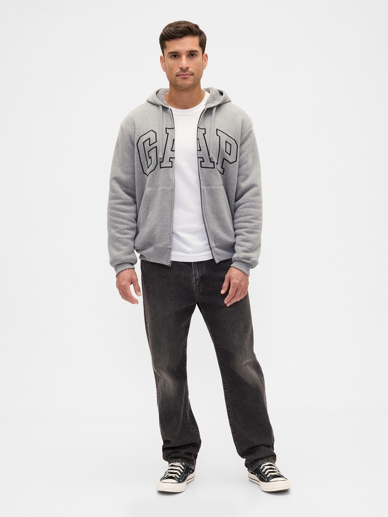 Relaxed Gap Logo Sherpa-Lined Zip Hoodie