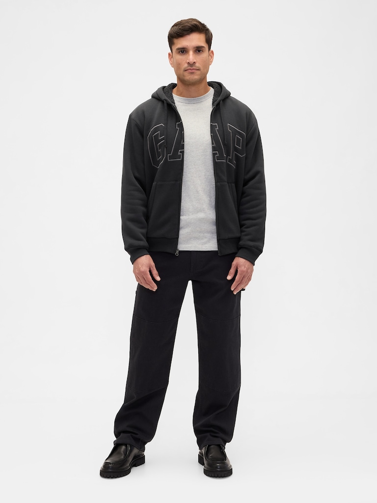 Relaxed Gap Logo Sherpa-Lined Zip Hoodie