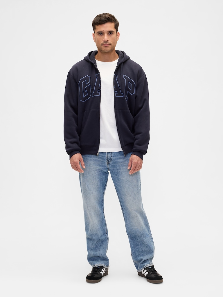 Relaxed Gap Logo Sherpa-Lined Zip Hoodie