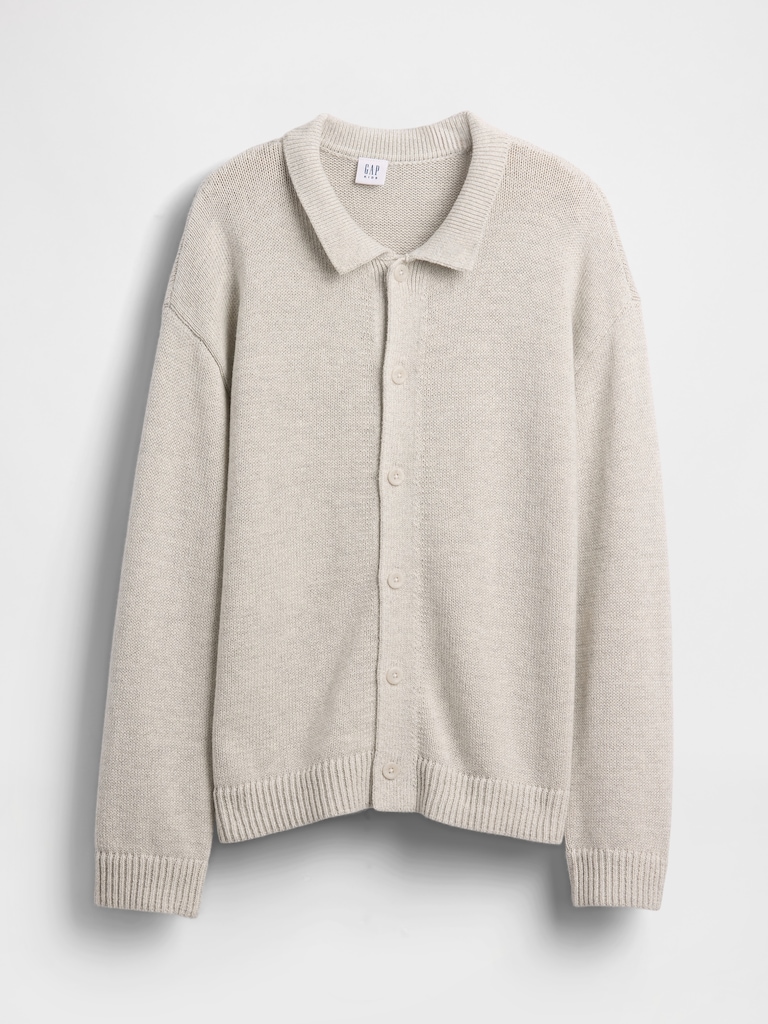 Kids Relaxed Polo Cardigan Sweater