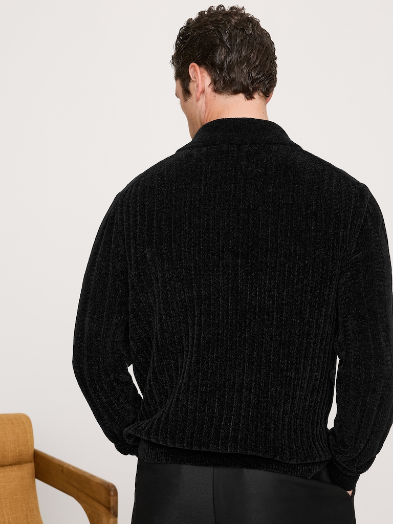 Ribbed Chenille Sweater Polo