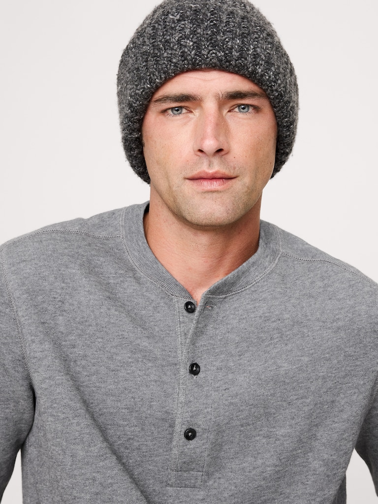 Slub Double-Knit Henley T-Shirt