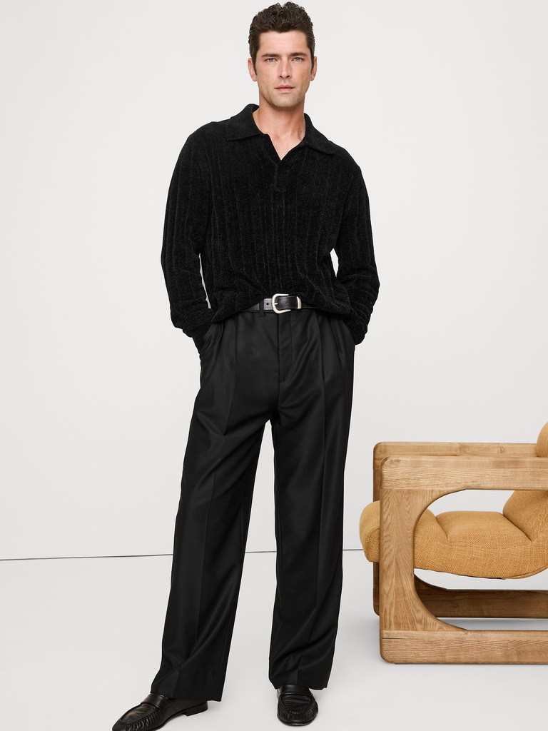 Ribbed Chenille Sweater Polo