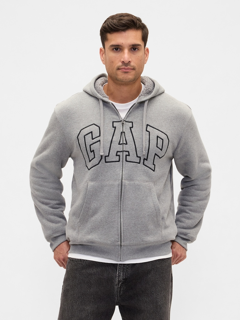 Relaxed Gap Logo Sherpa-Lined Zip Hoodie