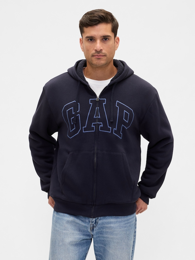 Relaxed Gap Logo Sherpa-Lined Zip Hoodie