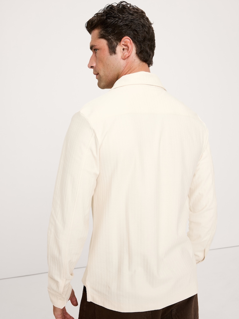 Herringbone Cotton Long-Sleeve Resort Shirt
