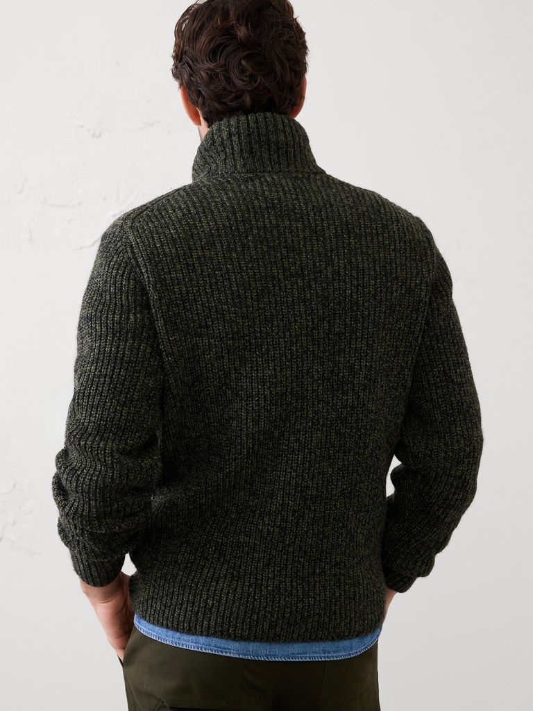 Marled Wrap-Neck Sweater